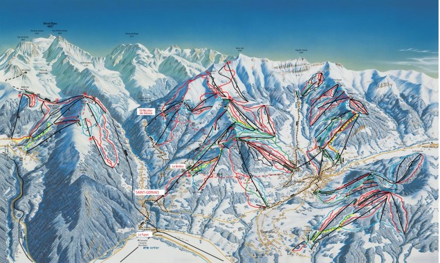 Plan des pistes de Saint-Gervais / Source : Saint-Gervais.net, site de l'office de Tourisme